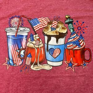 Americana 4th of July Coffee and Drinks Red Softstyle Tee Medium